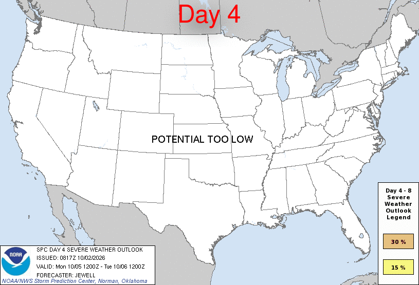 SPC days 4-8 severe probability outlook